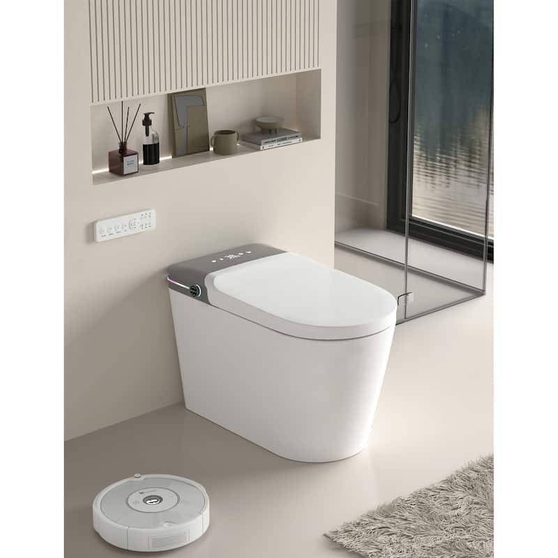 Smart Bidet Toilet with Aromatherapy System & Foot Sensor - White