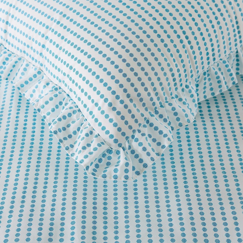 Dot Bedspread with 30" Ruffled Skirt Shabby Chic Farmhouse Style