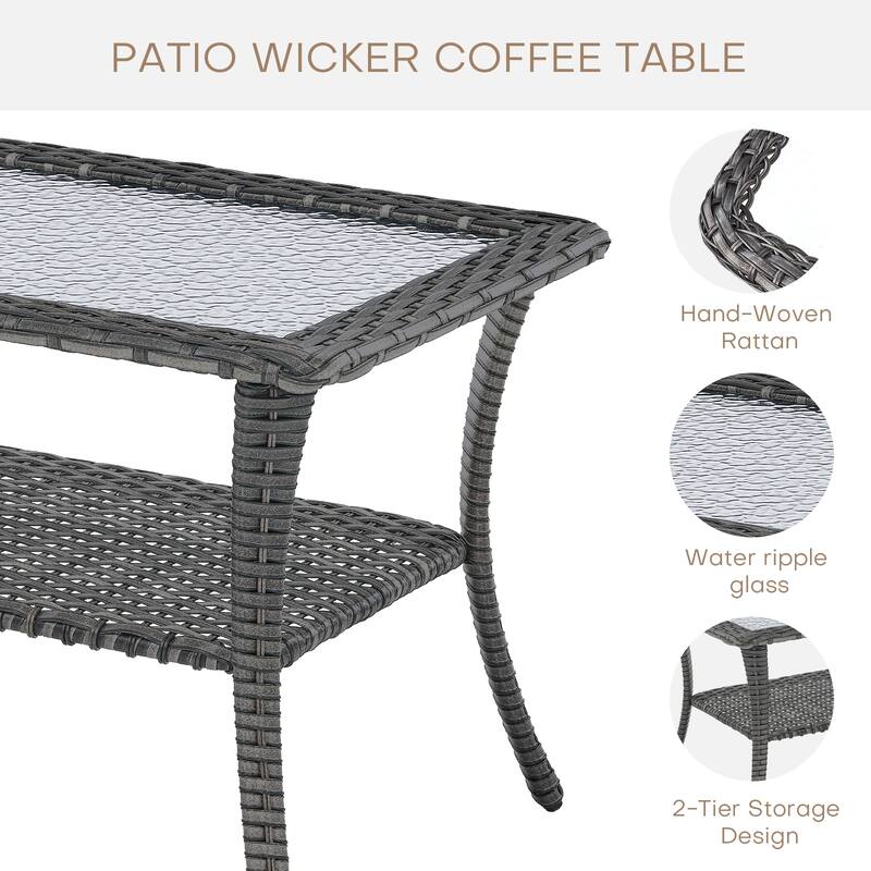 Outdoor Patio Chairs with Sofa Ottoman Grey-Grey - Grey