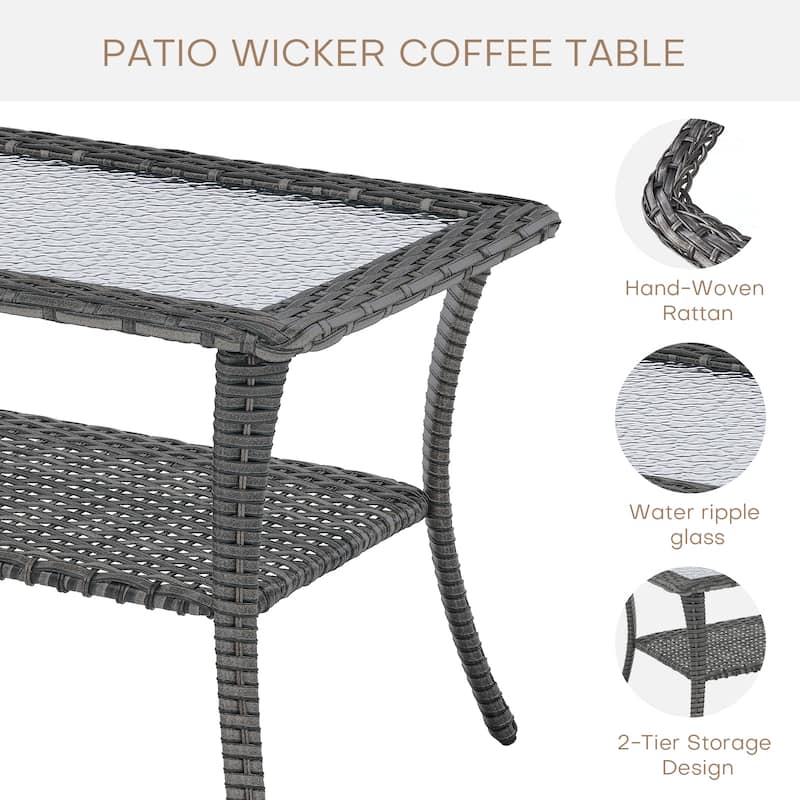 Patio Loveseat Sofa with Swivel Chair and Coffee Table - Grey cushion