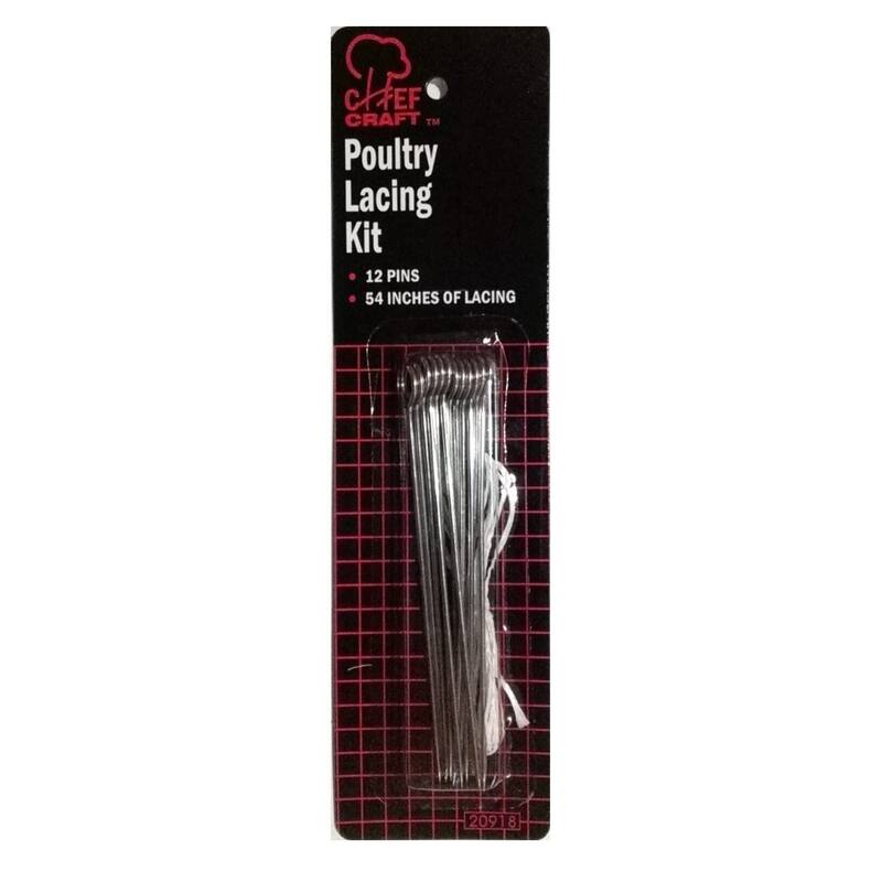 Chef Craft Poultry Meat Trussing / Turkey Lacing Kit - Includes 12 Pins and 54-Inches of Lacing