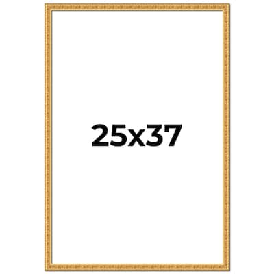25x37 Frame Gold Real Wood Picture Frame Width 1 inches | Interior