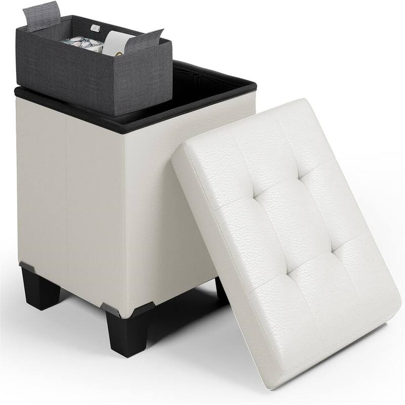 Storage Bin, 15-In Square - Beige