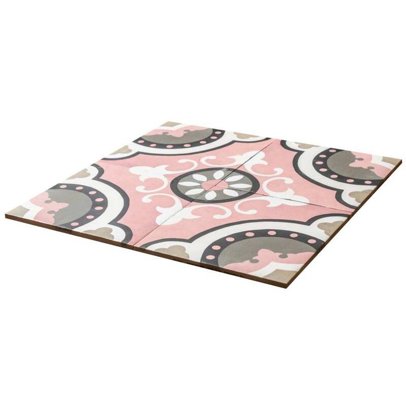 Art Deco 8x8 Rose Pink Matte Porcelain Encaustic Tile - Floor & Wall