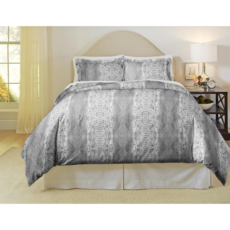Pointehaven 180 GSM Cotton Flannel Cotton Flannel Oversized Duvet Set - Twin - Twin XL - Python