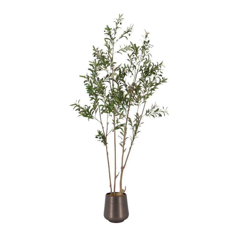 Kate and Laurel Oliveira Faux Olive Tree - 7ft - Pewter