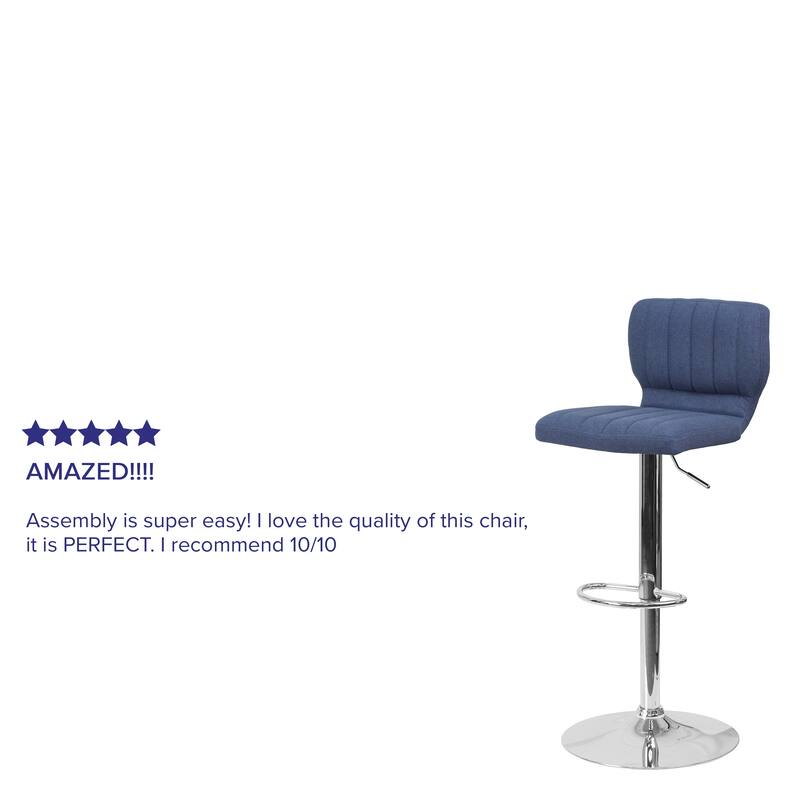Vinyl Adjustable Barstool with Vertical Stitch Back (Set of 2)