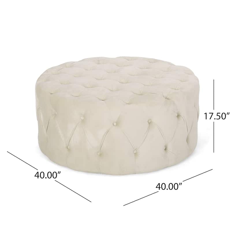 Orla Modern Glam Round Tufted Velvet Ottoman by Christopher Knight Home