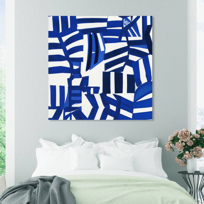 Wynwood Studio Canvas Abstract Marked I Blue and Sapphire Blue Modern & Contemporary Wall Art Canvas Print - 40 x 40