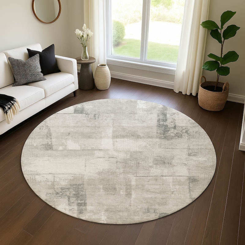 Premium Washable Super Soft Modern Panel Mayfield Rug - Beige - 8' x 8'