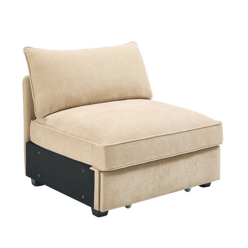 Wheat Velvet Armless Sofa Modern Comfortable Loveseat Living Room Couch
