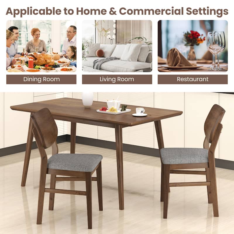 Gymax Dining Chairs Set of 4 w/ Rubber Wood Frame Padded Seat Curved