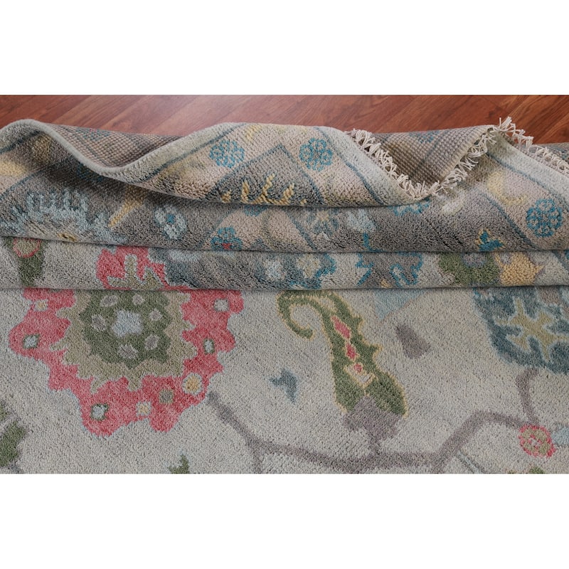 Hand Knotted Oriental 100% Wool Carpet Transitional All-Over Greys & Charcoal Oushak Area Rug - 10' 0'' X 8' 1''