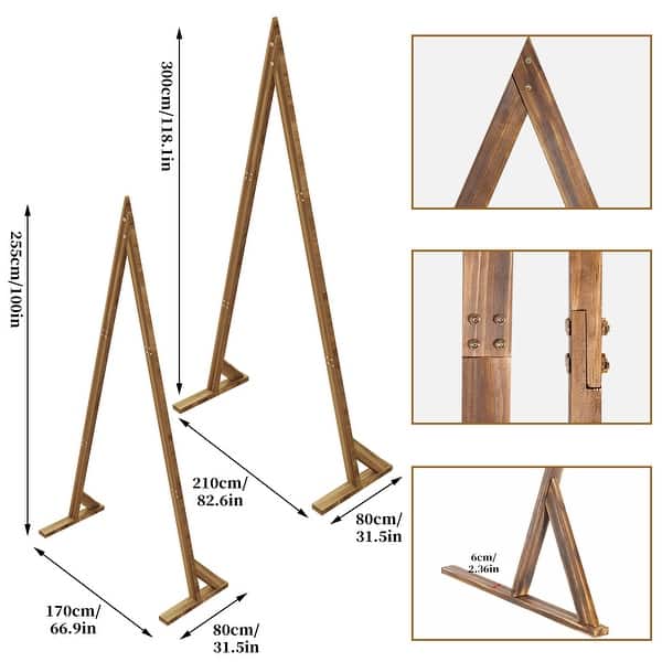 Wood Wedding Arch for Ceremony Triangle Arbor Backdrop Stand Outdoor