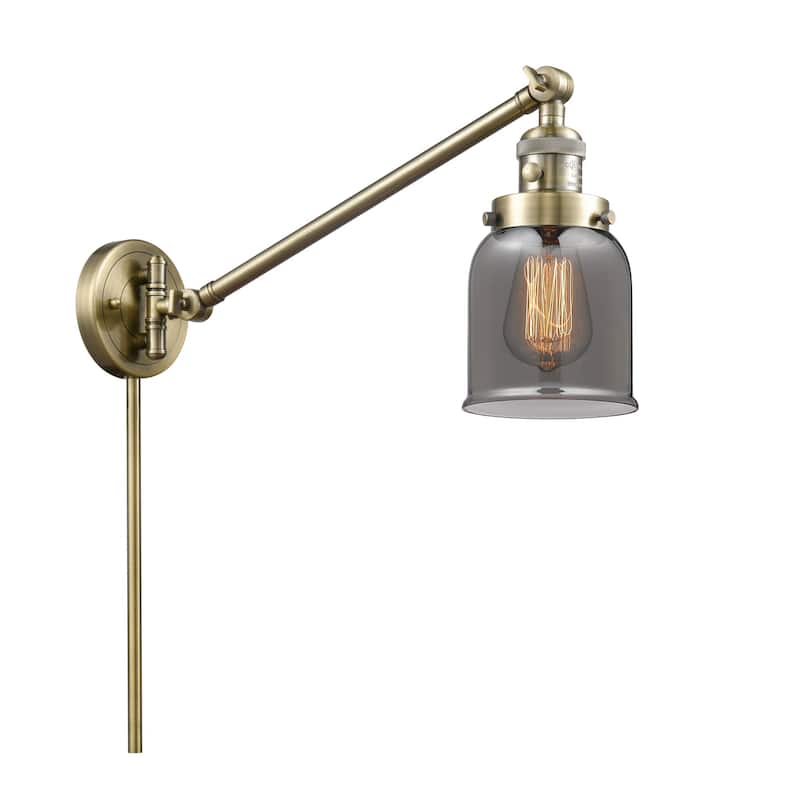 Innovations Lighting Small Bell Single Light 25" Tall Wall Sconce / - Antique Brass / Smoke