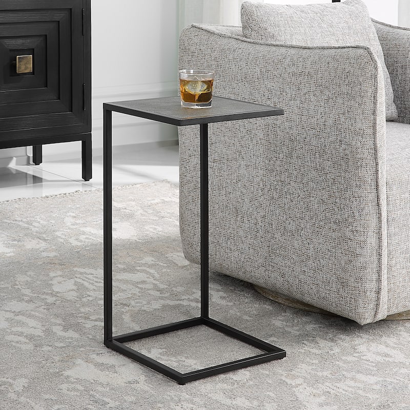 Antique Black Iron and Shagreen Accent Table by Matthew Williams