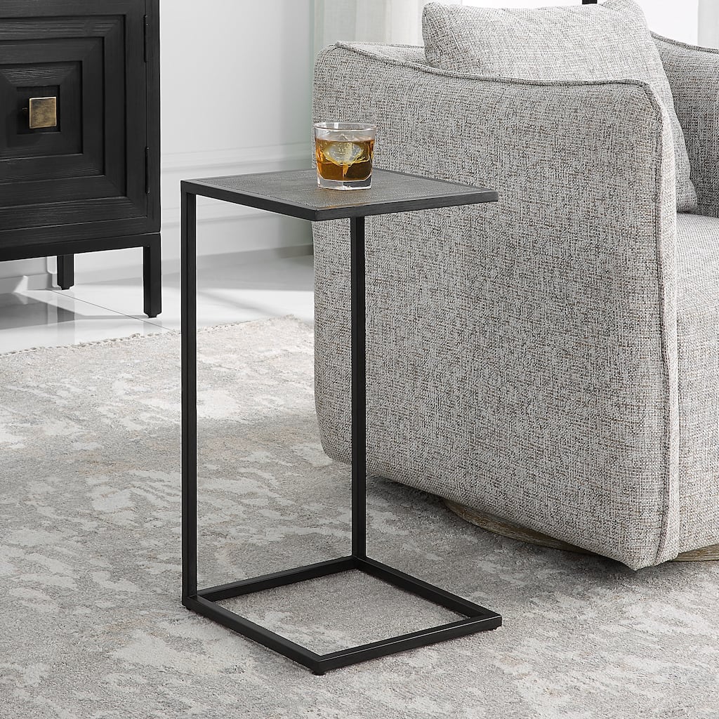 Antique Black Iron and Shagreen Accent Table by Matthew Williams