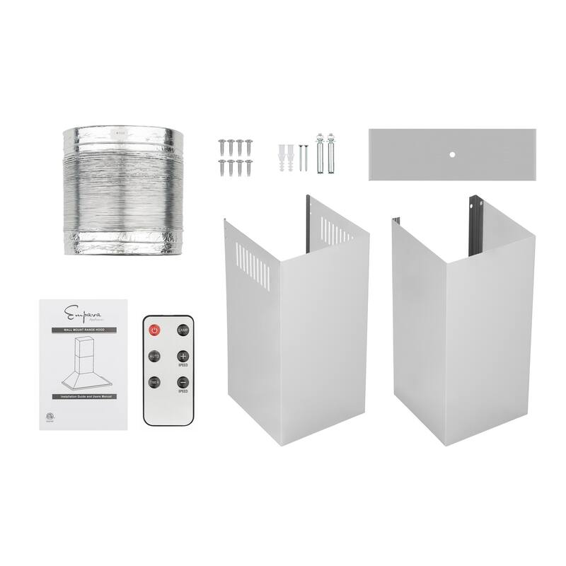 36" Ducted and Ductless Wall Mount Range Hood - Remote Control with Ducted Exhaust Vent