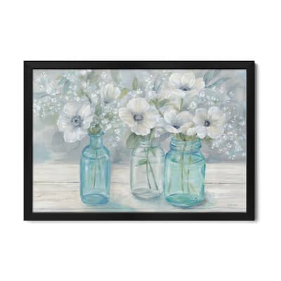 Vintage Jar Bouquet Landscape Premium Framed Poster by Cynthia Coulter