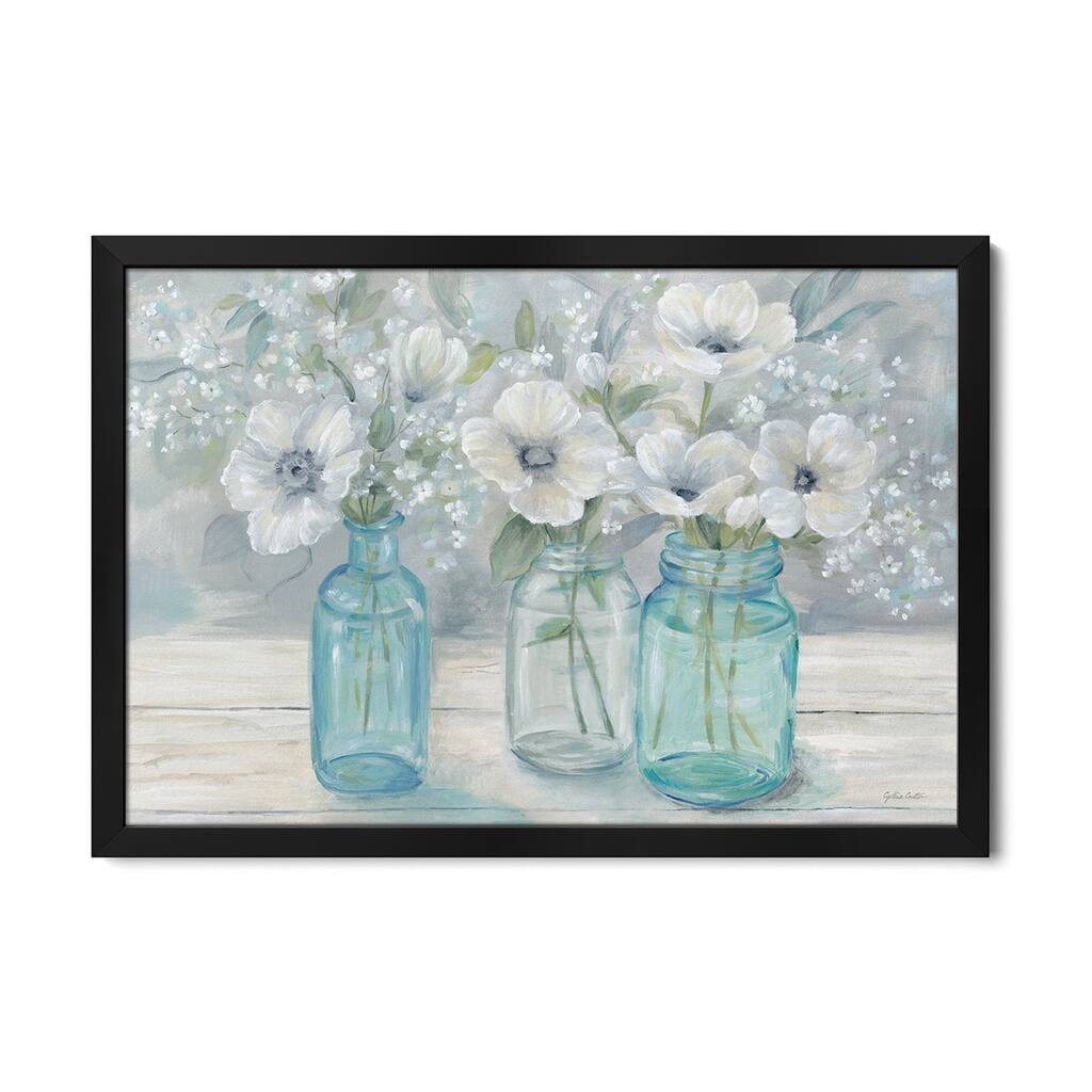 Vintage Jar Bouquet Landscape Premium Framed Poster by Cynthia Coulter