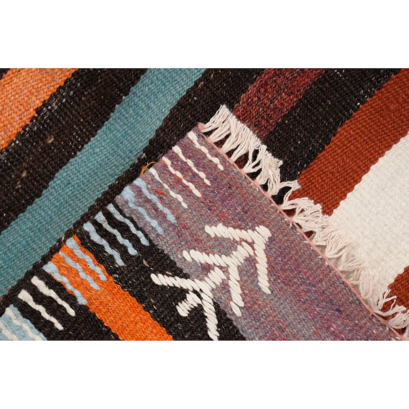 Hand Woven Oriental 100% Wool Carpet Southwestern Tribal Oranges & Rust Kilim Area Rug - 8' 2'' X 5' 10''