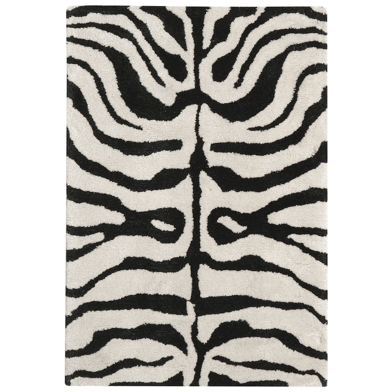 SAFAVIEH Handmade Soho Nakita Zebra Pattern New Zealand Wool - 2' x 3' - Black/White - Rectangle