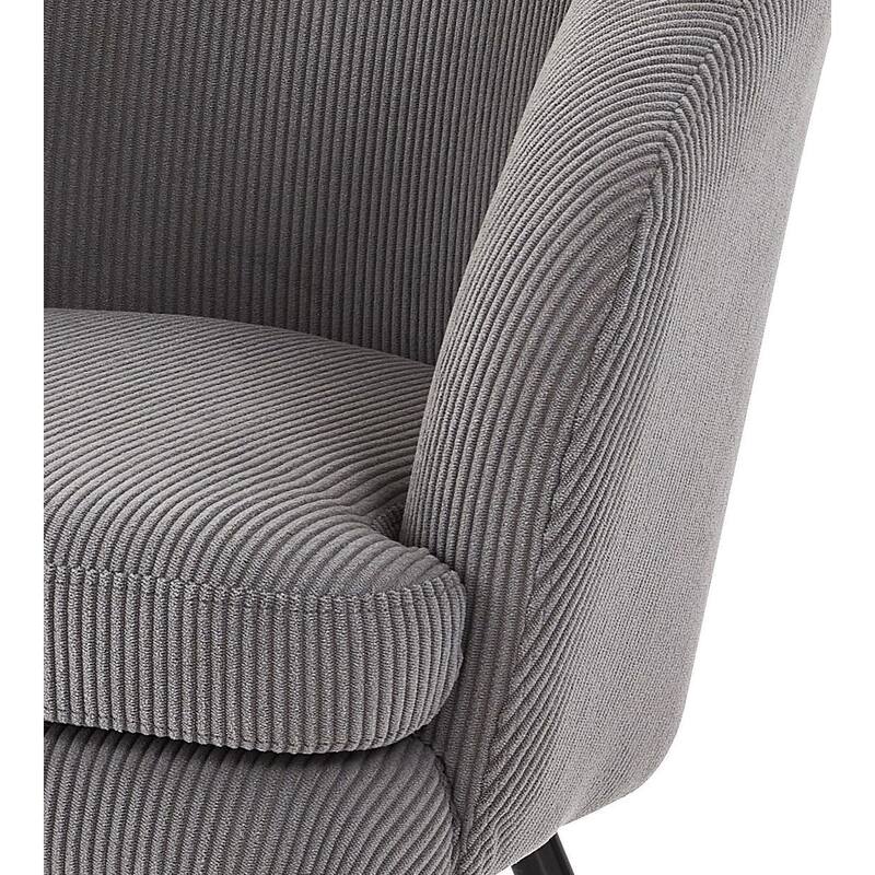 US Pride Furniture Modern Corduroy Accent Chair with Channel Back Design Black Metal Legs and Soft Upholstery