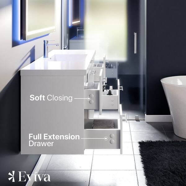 Axel 60 in. W x 21.7 in. D x 23 in. H Floating Bath Vanity in White with White Acrylic Top