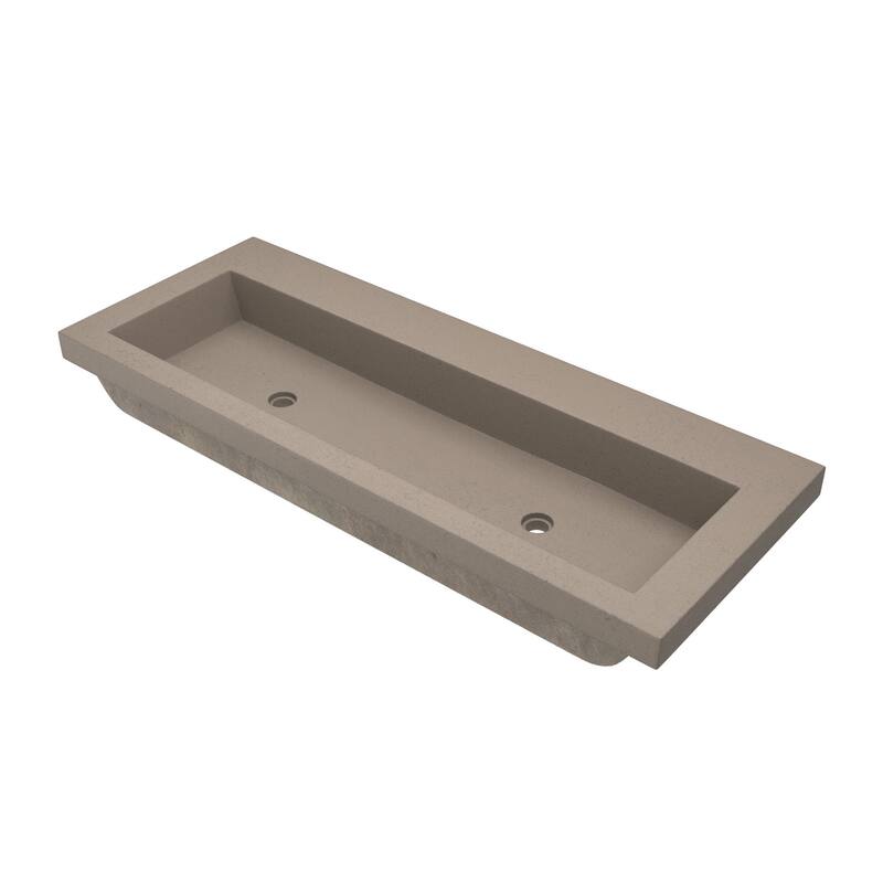 Trough 48-inch NativeStone Drop-in Double Bathroom Sink - 48" x 19" x 5" - Earth - No Faucet Holes