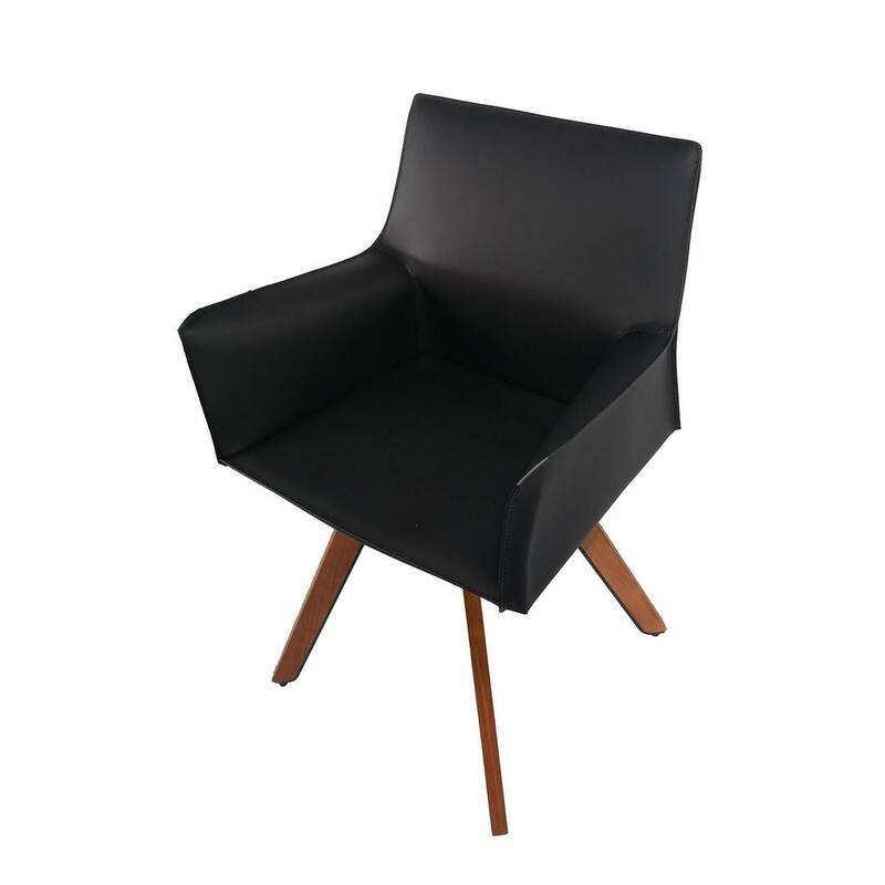 Antoine Compact Leather Armchair in Black