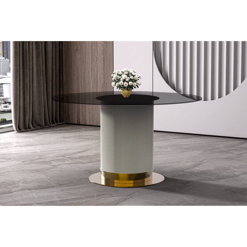 Jexis Round Dining Table with Glass/Sintered Stone Tableop