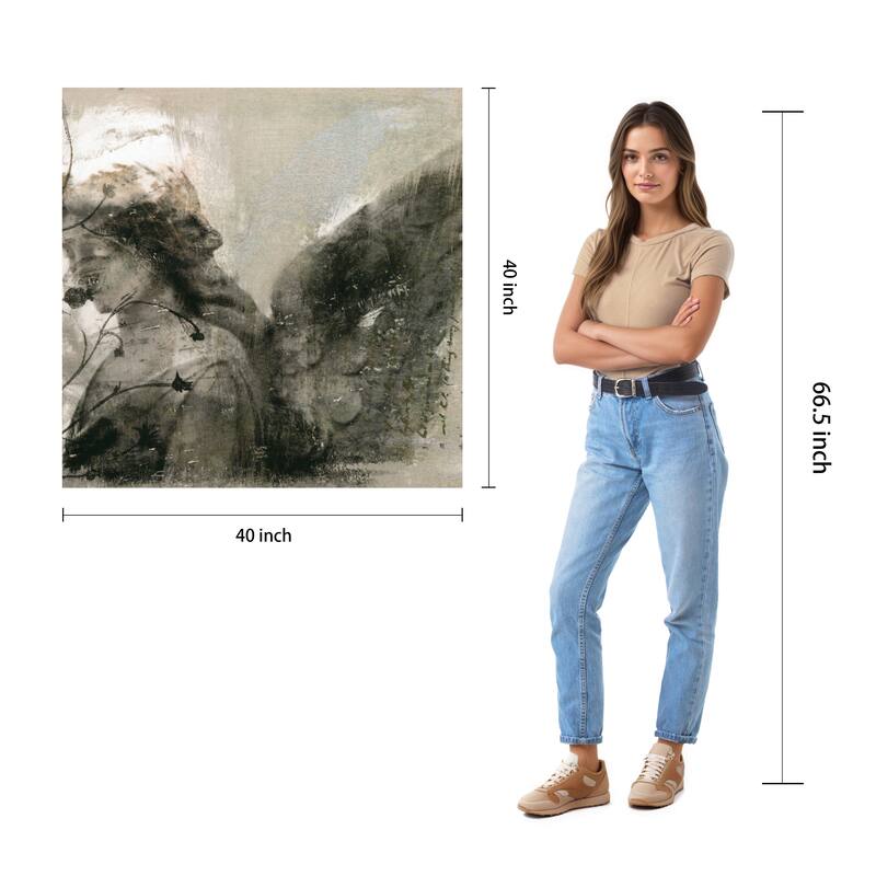 "New Orleans Angel Sculpture" Frameless Free Floating Tempered Glass Panel Graphic Wall Art