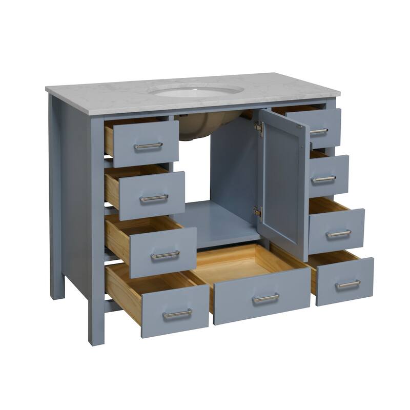 KitchenBathCollection Horizon 42" Bathroom Vanity with Engineered Carrara Top