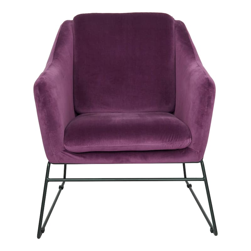 Harmony Mid-Century Modern Velvet Upholstered Accent Arm Chair with Metal Frame for Home Office Living Room & Bedroom