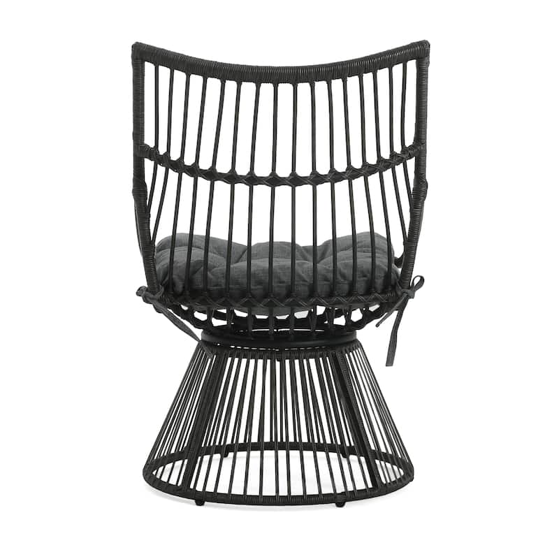 Caryl Wicker Outdoor Club Chair with Cushions by Christopher Knight Home