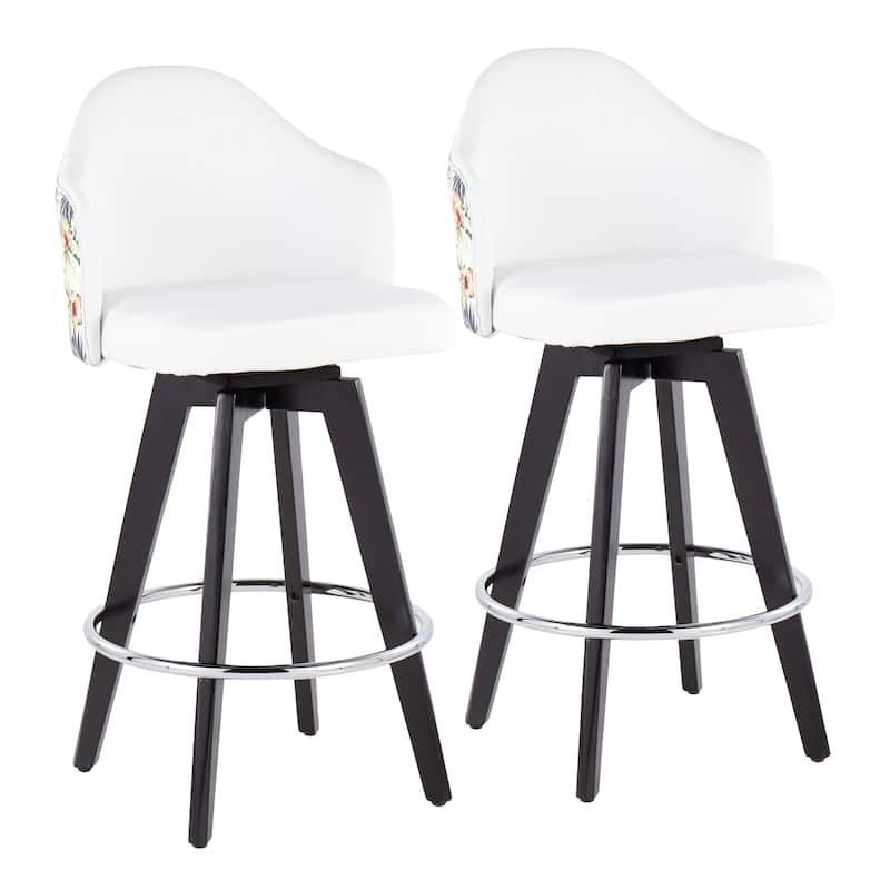 Carson Carrington Valsatra 26" Upholstered Counter Stool with Black Wood Base (Set of 2)