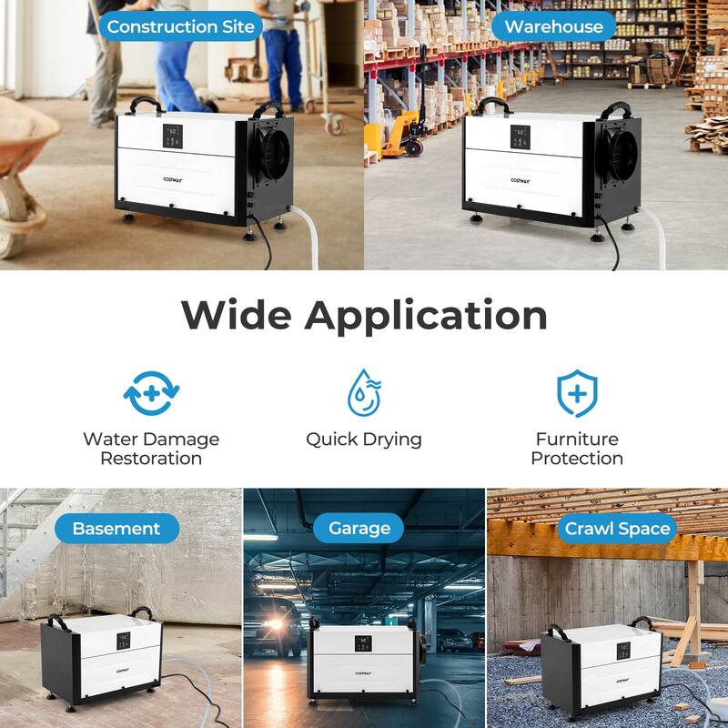 Costway 155 Pint Crawl Space Dehumidifier Commercial Dehumidifier with - See Details