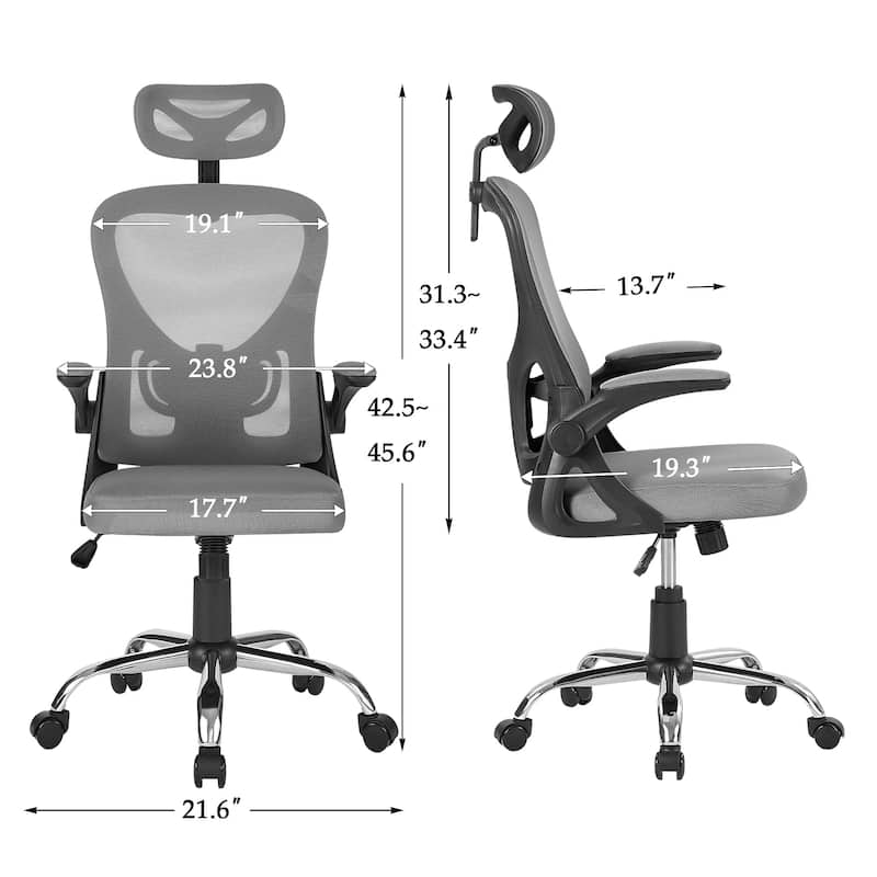 VECELO High Back Ergonomic Office Chair with Adjustable Headrest Armrest Mesh Lumbar Support