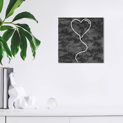 Wynwood Studio Canvas Fashion and Glam Soaring Heart Velvet Dark Gray and Dark Gray Modern & Contemporary Wall Art Canvas Print
