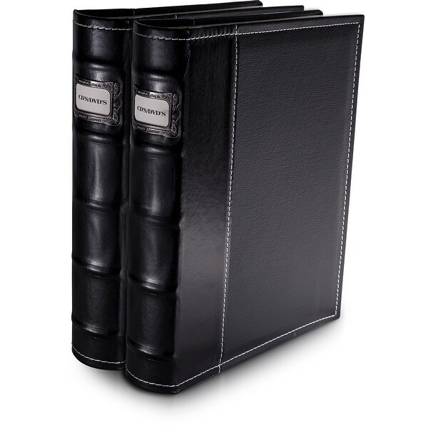 Bellagio-Italia Black Leather CD/DVD Binders 2 pack