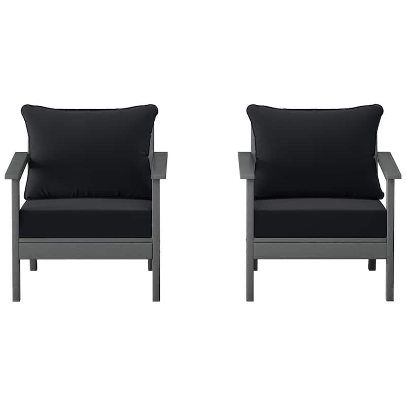 Birchwood All Weather HDPE Outdoor Patio Gray Deep Seating Conversation Set With Cushions (2-Piece)