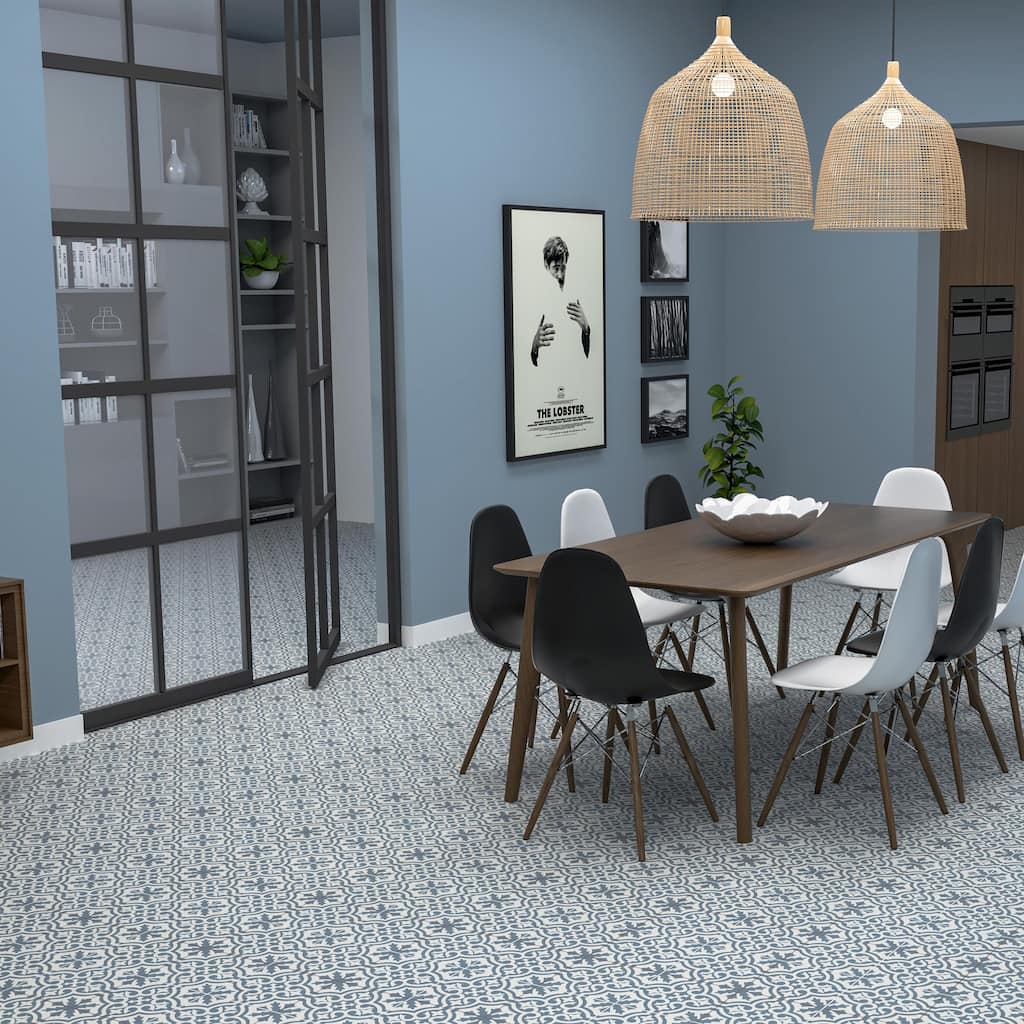 Merola Tile Berkeley Blue 17-5/8" x 17-5/8" Ceramic Floor and Wall Tile