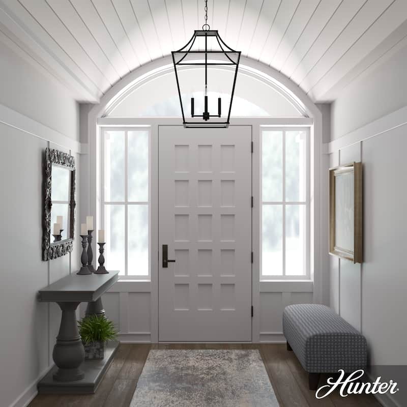 Hunter Laurel Ridge 18" 4-Light Lantern Pendant - Entry, Dining Room - Candle, Cage - Modern Farmhouse, Transitional