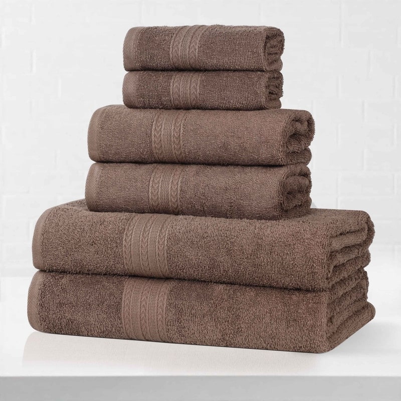Eco-Friendly Sustainable Cotton 6-Piece Bathroom Towel Set - Coffee
