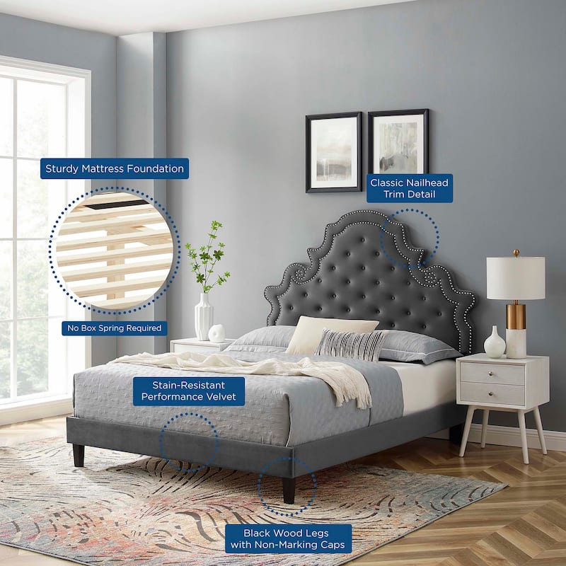 Gwyneth Tufted Performance Velvet Full Platform Bed