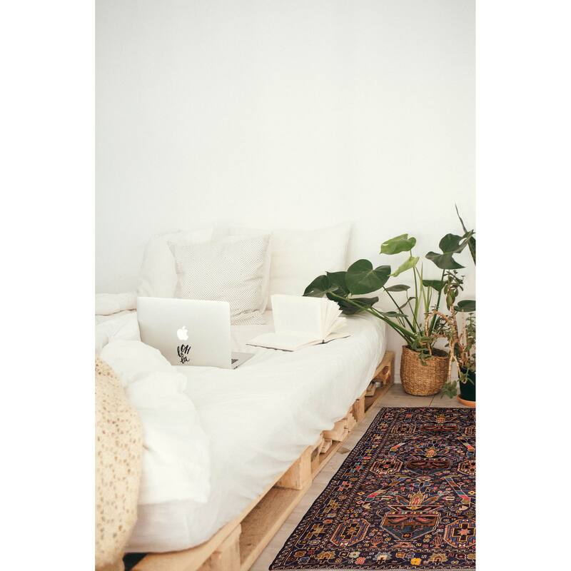 ECARPETGALLERY Hand-knotted Teimani Navy Wool Rug - 3'7 x 6'9