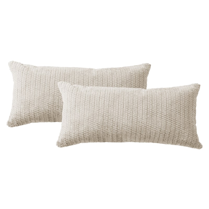 Sorra Home Velvet Shimmer Indoor Textured Knife Edge Lumbar Pillows (Set of 2)