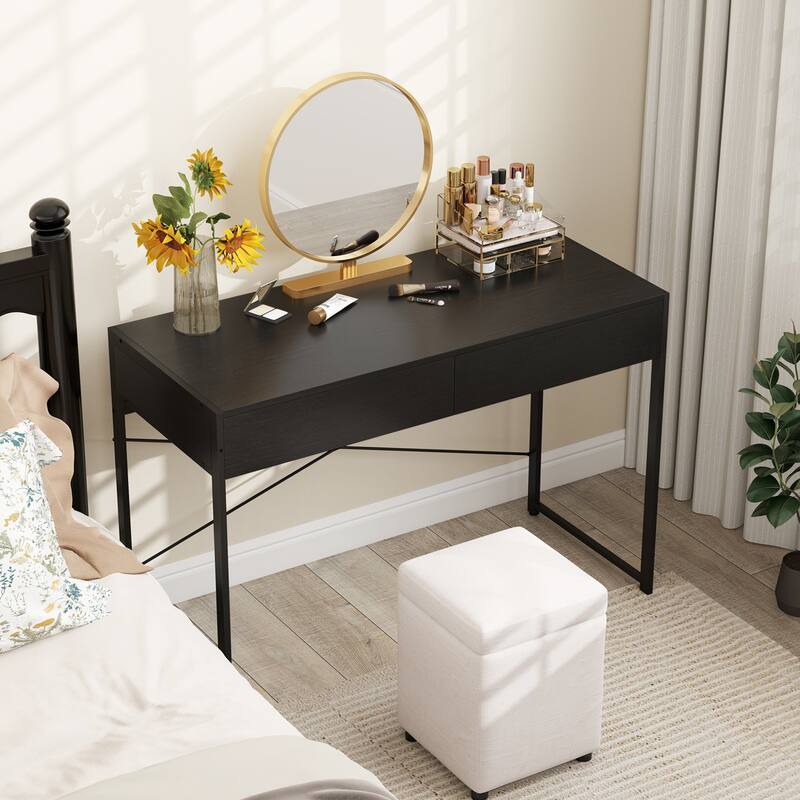 Gymax Modern 2-Drawer Computer Desk w/ Reinforced Heavy-Duty Metal