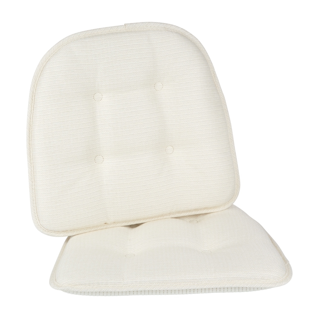 Gripper 15 x 16 Non-Slip Omega Tufted Chair Cushions Set of 2 - White