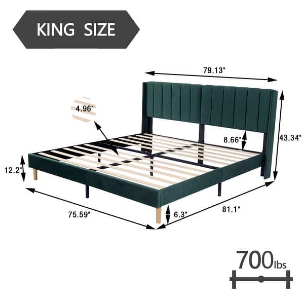 dimension image slide 11 of 34, Alazyhome Upholstered Platform Bed Frame